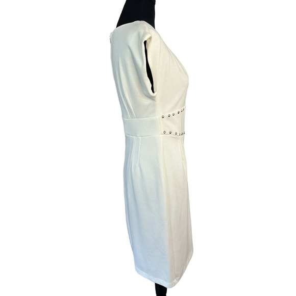 NWT Sangria Ivory Cap Sleeve Studded Waist Dress, Size 8P - Picture 2 of 10